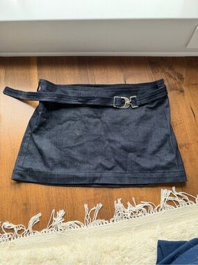 EB Denim Black Mini Skirt with Belt Accent